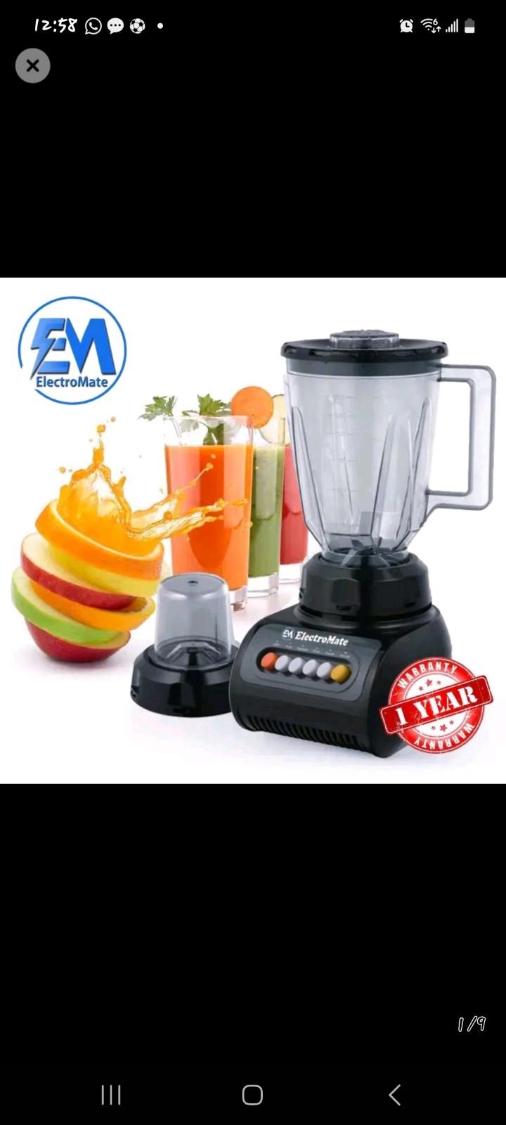 EM Blender 2-in-1 ElectroMate 1.5L Blender Classic Juicer & Grinder with Multifunctional Jug, Bottle, and Garlic Processor  ElectroMate BD02