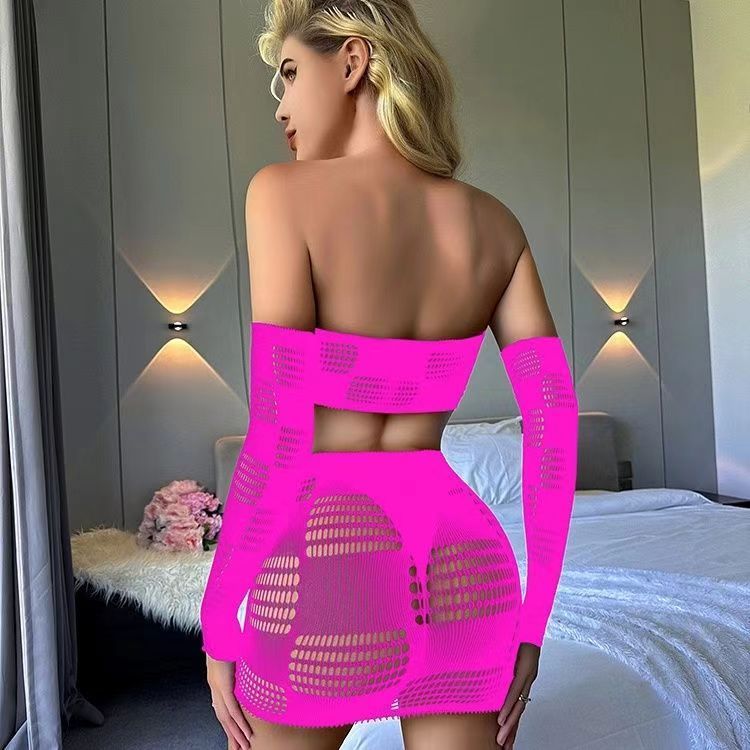 Low Cut Lady Night Club Wear Exotic Dresses Sexy Lingerie Erotic Bodydolls Women Sheer Sleepwear Fishnet Chemises Lingerie Dress