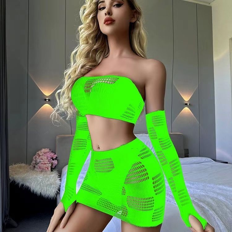 Low Cut Lady Night Club Wear Exotic Dresses Sexy Lingerie Erotic Bodydolls Women Sheer Sleepwear Fishnet Chemises Lingerie Dress