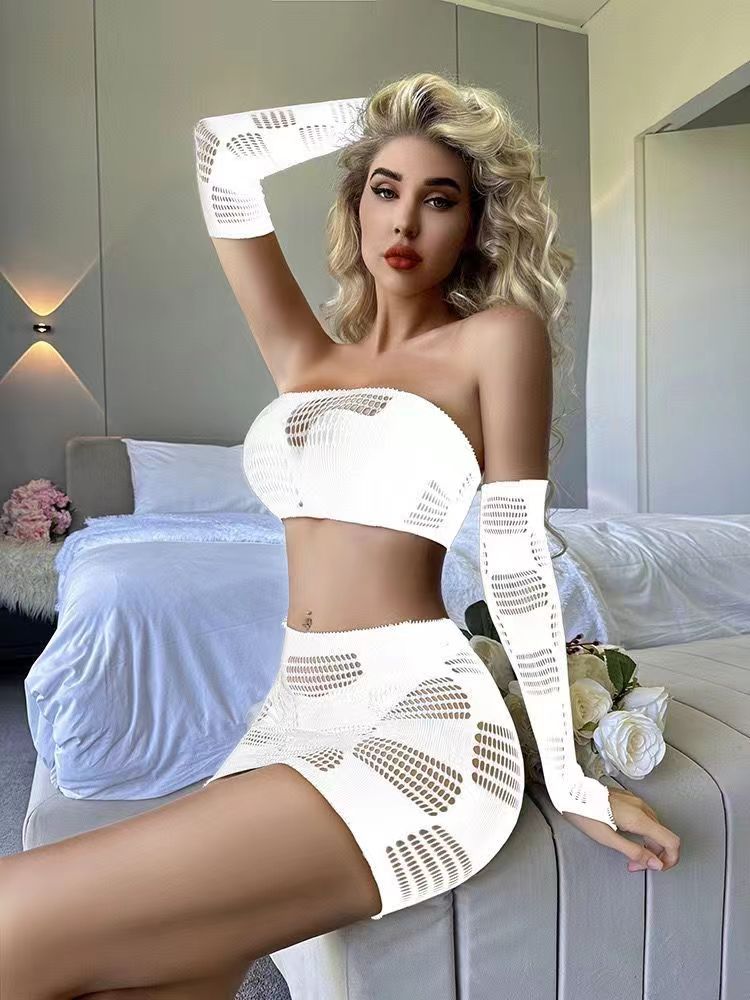 Low Cut Lady Night Club Wear Exotic Dresses Sexy Lingerie Erotic Bodydolls Women Sheer Sleepwear Fishnet Chemises Lingerie Dress