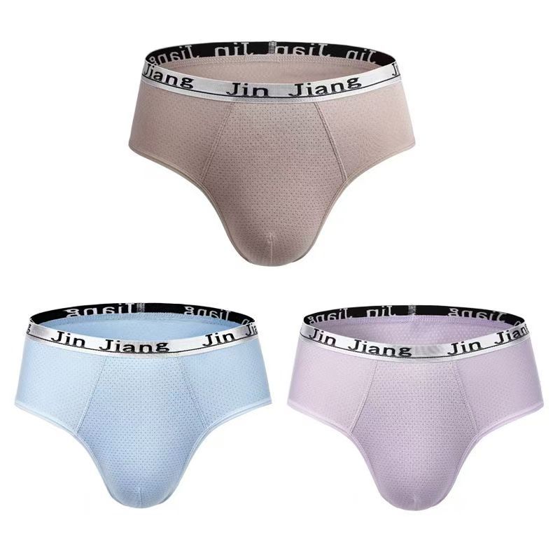 (3-Pack)  Breathable Mesh Silk Men's Underwear Briefs Men Bamboo Fiber Mens Bodysuit Male Comfortable Solid Underpants