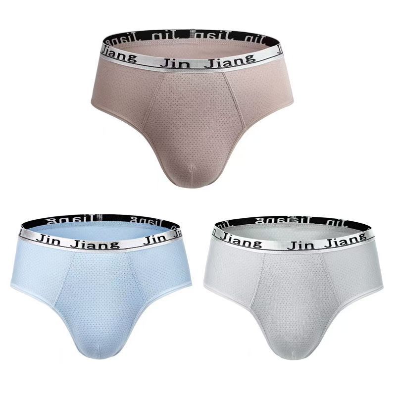 (3-Pack)  Breathable Mesh Silk Men's Underwear Briefs Men Bamboo Fiber Mens Bodysuit Male Comfortable Solid Underpants