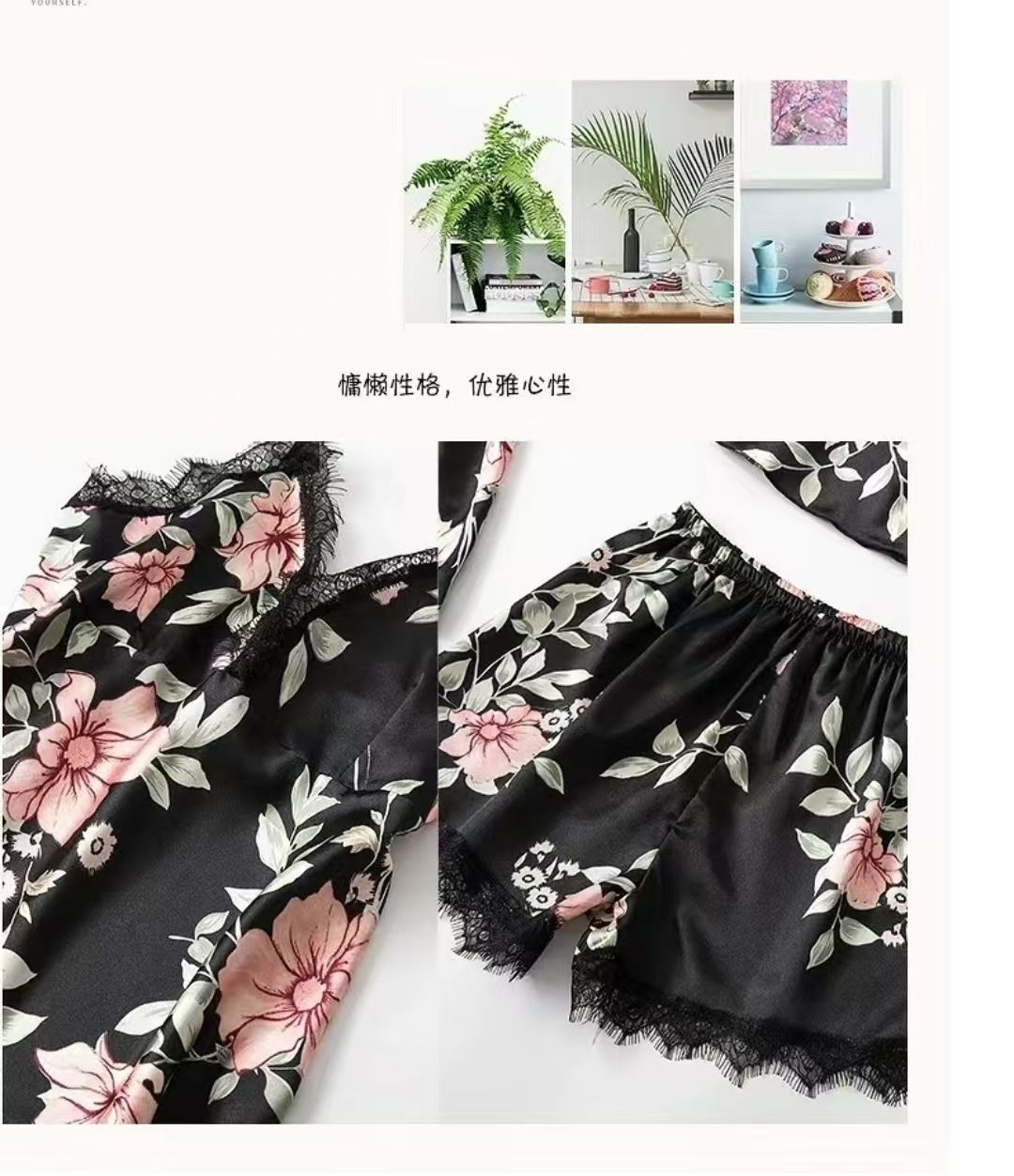 （ 5 Pieces Set）Women's Long Bathrobe Set Silk Spring Autumn Floral Print Ladies Dressing Gown 5 Pieces Set Nightdress Summer Satin Pajama