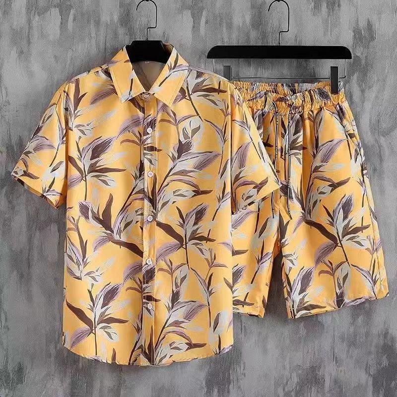 Beach Clothes For Men 2 Piece Set Quick Dry Hawaiian Shirt and Shorts Set Men Fashion Clothing Printing Casual Outfits Summer
