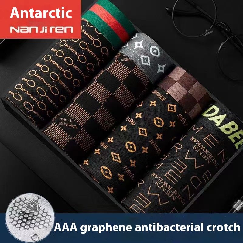 4pcs Cotton Man Underwear Boxer Comfortable and Breathable Men Underpants Print Men Panties Boxer Shorts Plus Size 5xl 6xl