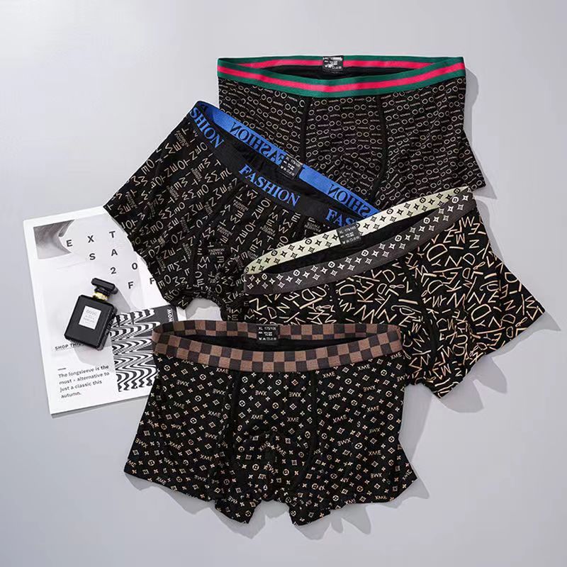 4pcs Cotton Man Underwear Boxer Comfortable and Breathable Men Underpants Print Men Panties Boxer Shorts Plus Size 5xl 6xl