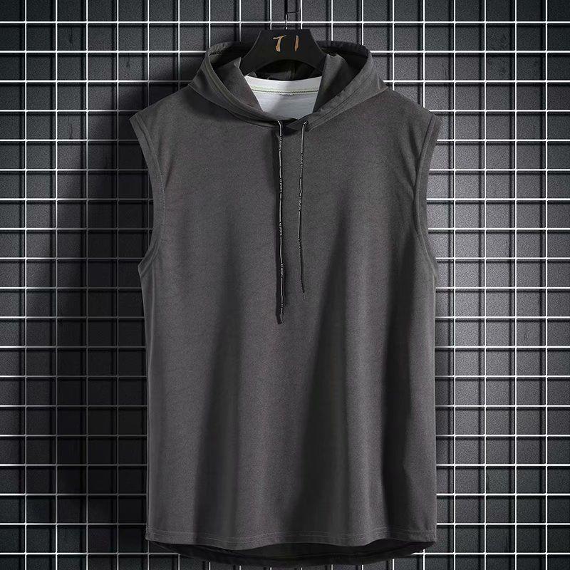 Plus Size Summer Men Clothing Tank Tops Sweatshirt Sleeveless Tops Hoodie Vest Workout Fitness Mens T Shirt Workout Hip Hop Vest