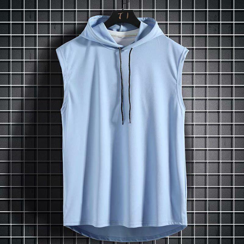 Plus Size Summer Men Clothing Tank Tops Sweatshirt Sleeveless Tops Hoodie Vest Workout Fitness Mens T Shirt Workout Hip Hop Vest