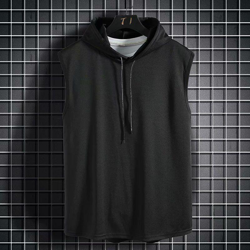 Plus Size Summer Men Clothing Tank Tops Sweatshirt Sleeveless Tops Hoodie Vest Workout Fitness Mens T Shirt Workout Hip Hop Vest