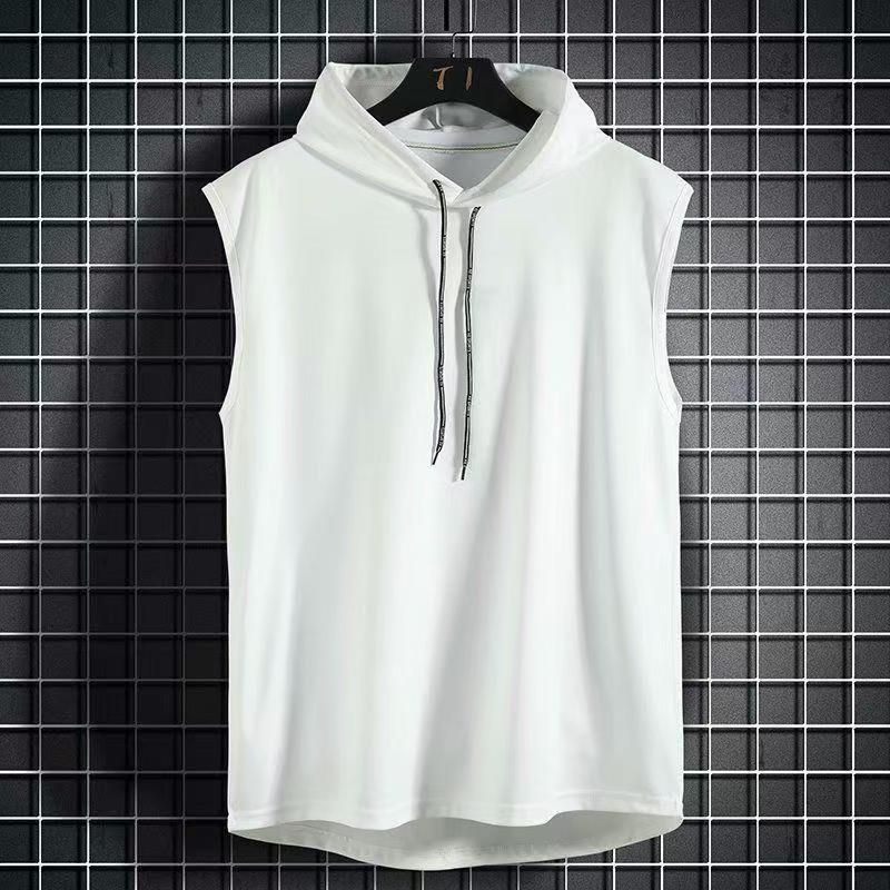 Plus Size Summer Men Clothing Tank Tops Sweatshirt Sleeveless Tops Hoodie Vest Workout Fitness Mens T Shirt Workout Hip Hop Vest