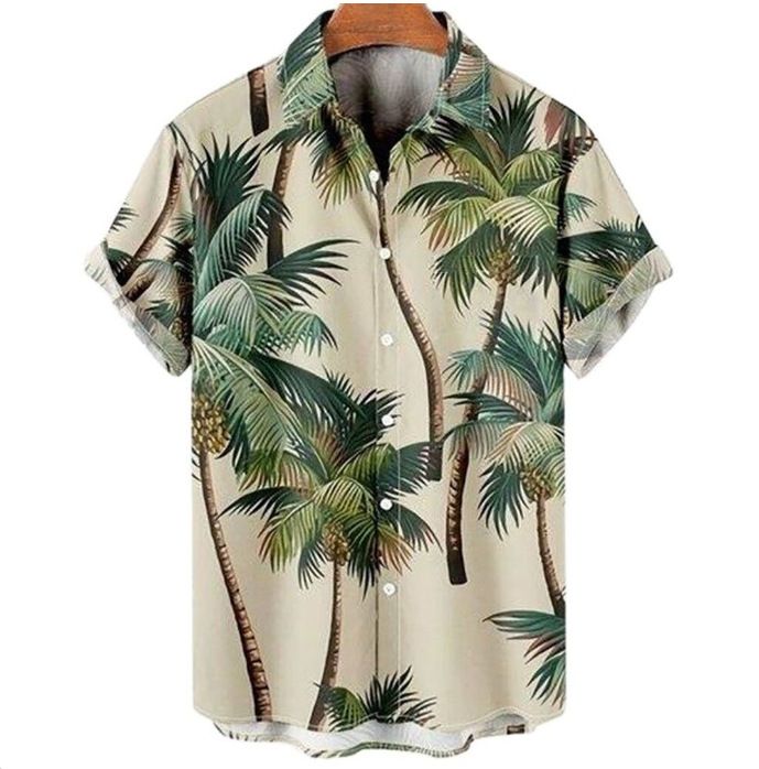 Summer new plus size men's T-shirt shirt casual slim fit fashionable 3D printed short sleeved shirt