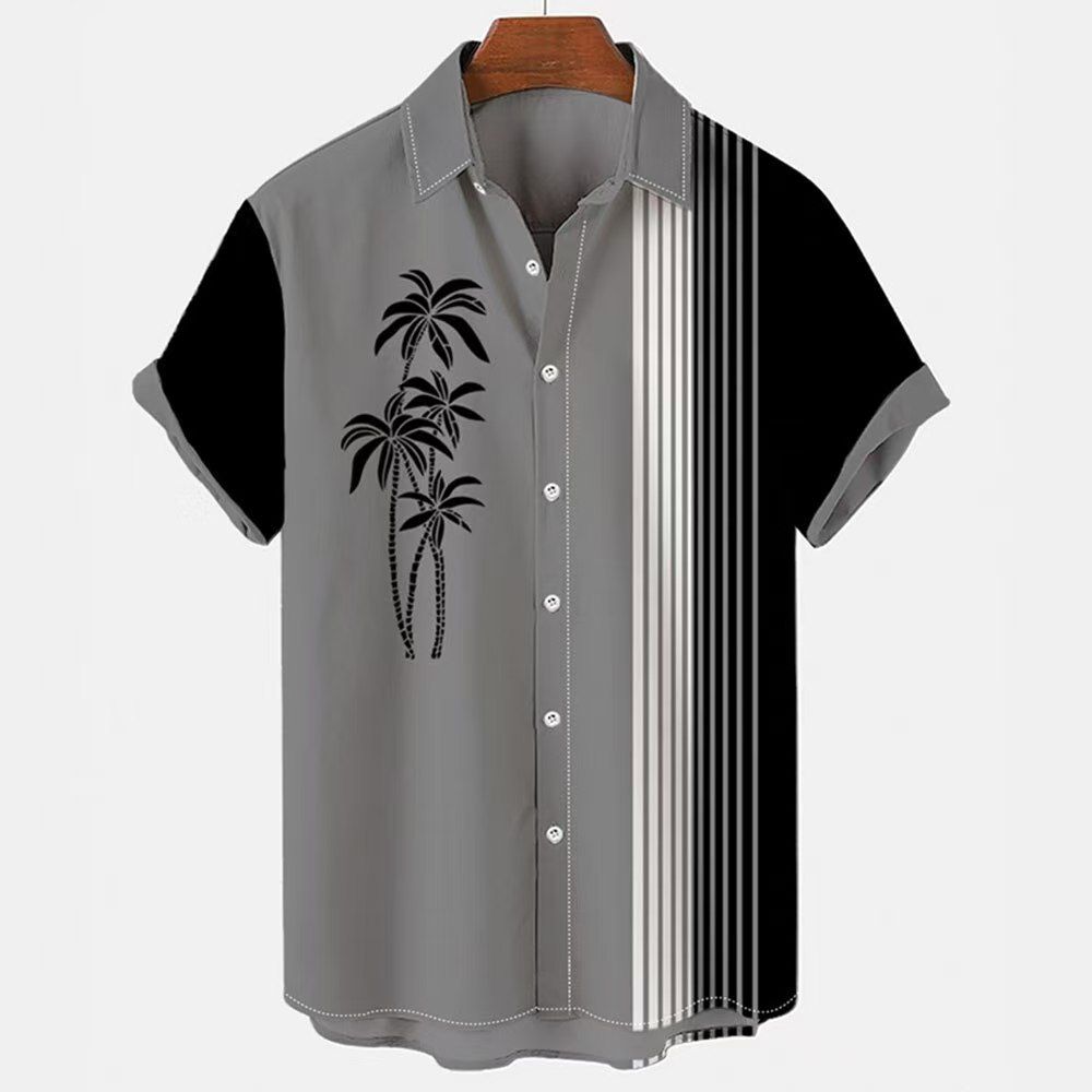 Summer new plus size men's T-shirt shirt casual slim fit fashionable 3D printed short sleeved shirt