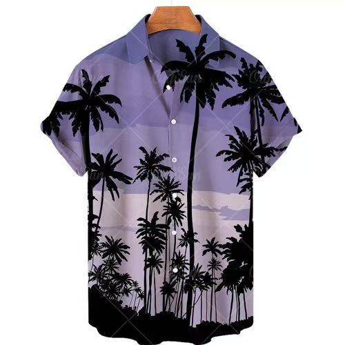 Summer new plus size men's T-shirt shirt casual slim fit fashionable 3D printed short sleeved shirt