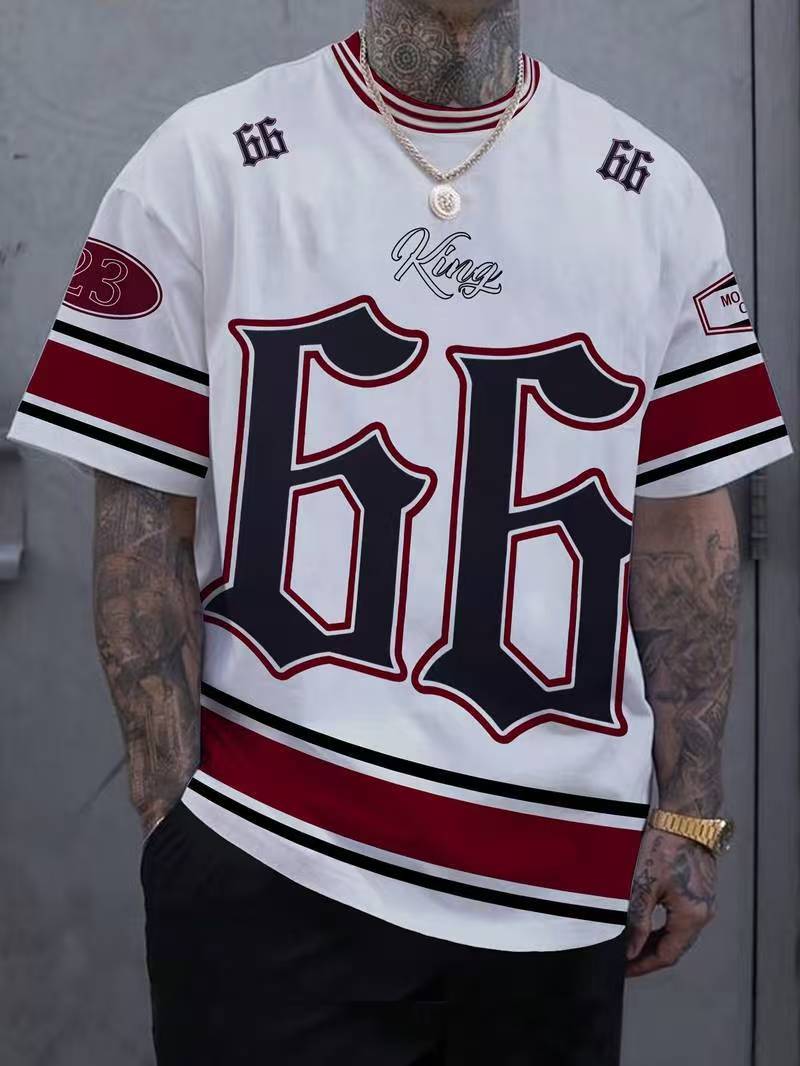 New 3D digital printed size 66 ball jersey T-shirt European and American casual summer round neck men's short sleeved shirt