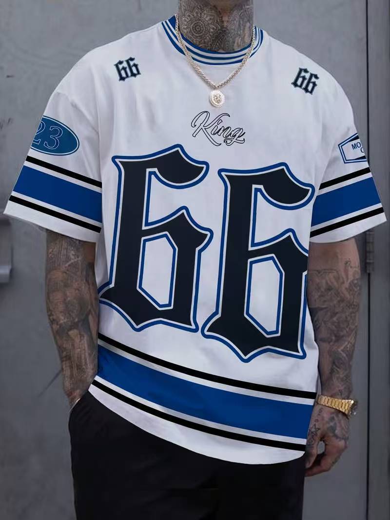 New 3D digital printed size 66 ball jersey T-shirt European and American casual summer round neck men's short sleeved shirt