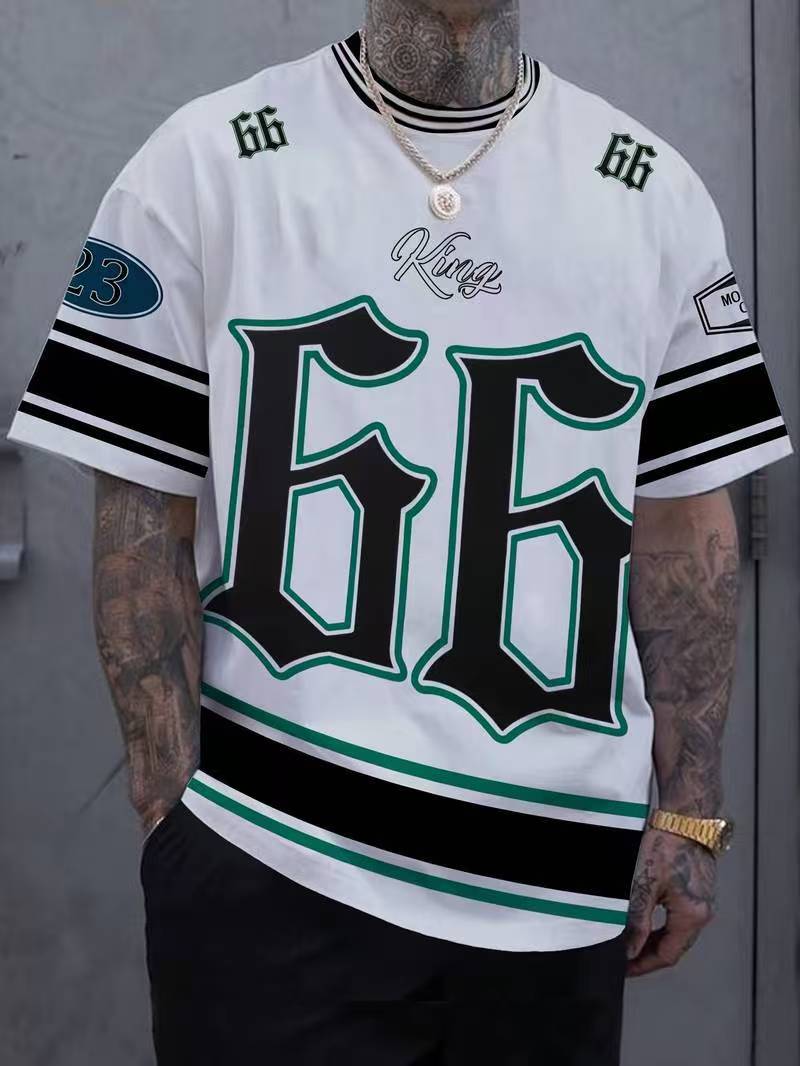 New 3D digital printed size 66 ball jersey T-shirt European and American casual summer round neck men's short sleeved shirt