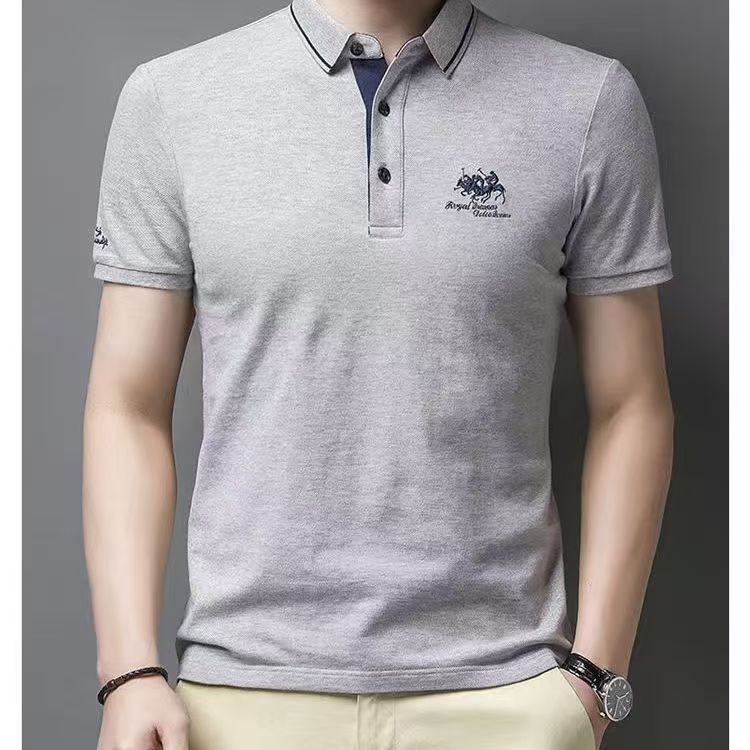 Summer Men's Casual and Business Lapel T-shirt Fashion Spell Color Short Sleeve Sport Polo Shirt
