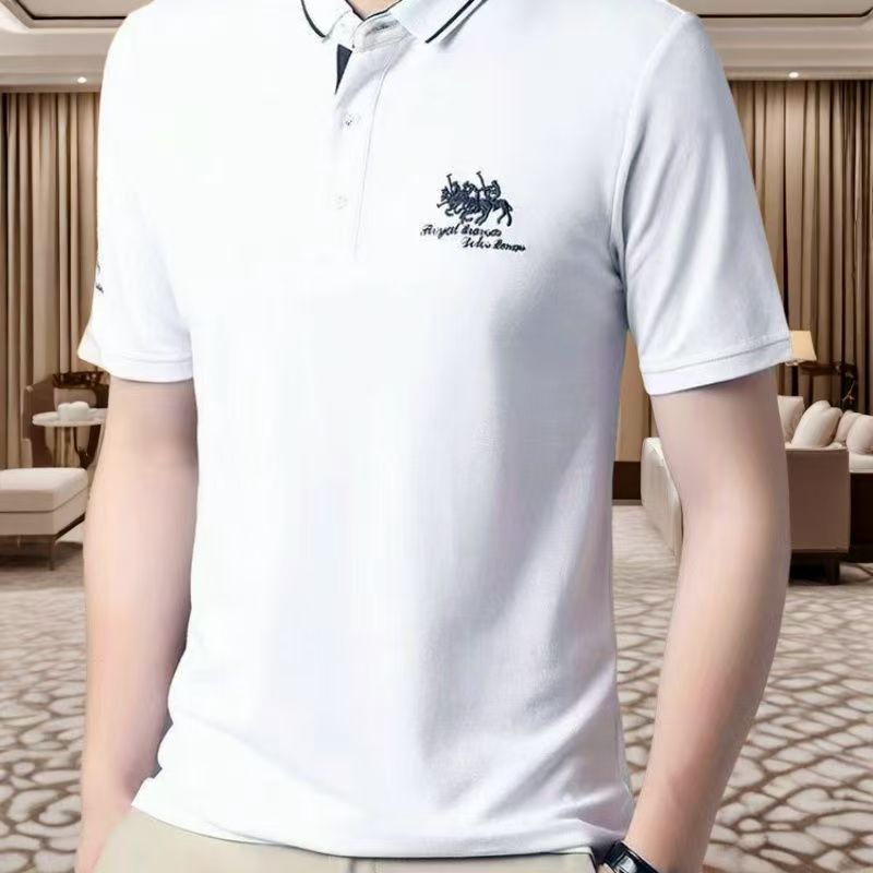 Summer Men's Casual and Business Lapel T-shirt Fashion Spell Color Short Sleeve Sport Polo Shirt