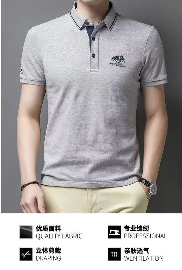 Summer Men's Casual and Business Lapel T-shirt Fashion Spell Color Short Sleeve Sport Polo Shirt