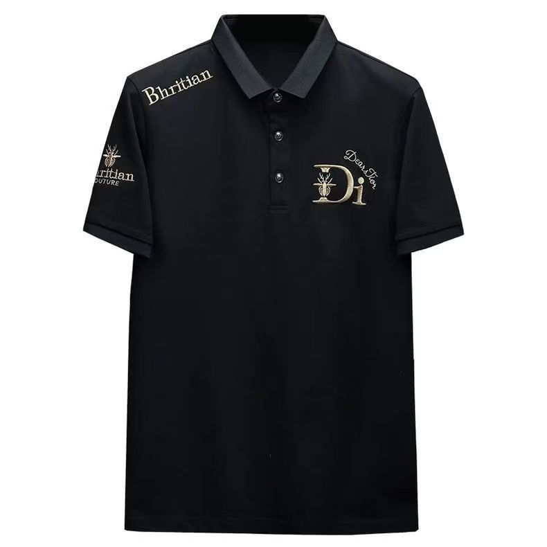 European high-end light luxury short sleeved polo shirt trendy brand men's clothing letter embroidery lapel men's T-shirt summer short sleeved men's T-shirt