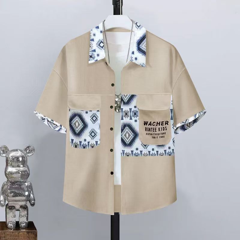 Summer men's short sleeved shirts trendy casual men's clothing sets high-end men's birthday style handsome lining sports suit