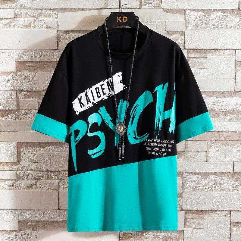 Summer Mens Patchwork Tshirts + Shorts Suit Male Breathable 2PC Tracksuits Top Tess Shorts Sets Fitness Sportsuits Set Men