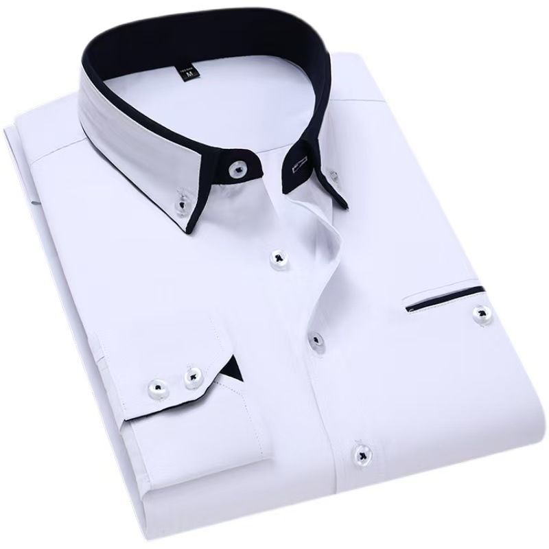 Quality Men Shirt Long Sleeve Twill Solid Striped Dress Business Office Casual Shirt Slim Fit Man Dress Shirts