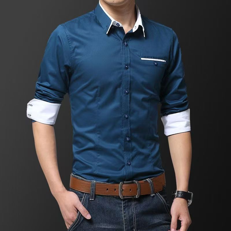 Quality Men Shirt Long Sleeve Twill Solid Striped Dress Business Office Casual Shirt Slim Fit Man Dress Shirts