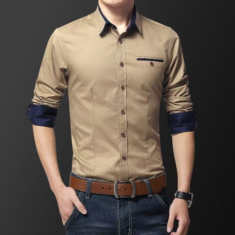 Quality Men Shirt Long Sleeve Twill Solid Striped Dress Business Office Casual Shirt Slim Fit Man Dress Shirts