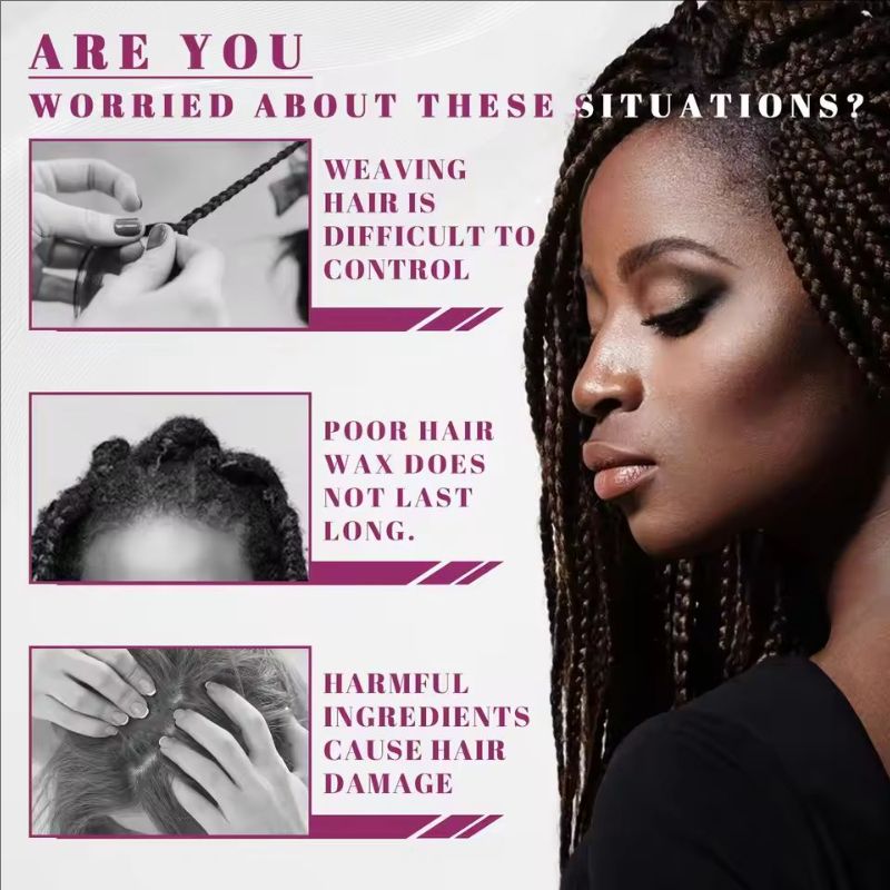 Styling Braiding Gel Wax Strong Hold Pomade Anti-Frizz Smooth Lasting Broken Hair Finishing Shaping Hair Edge Control Cream 100g
