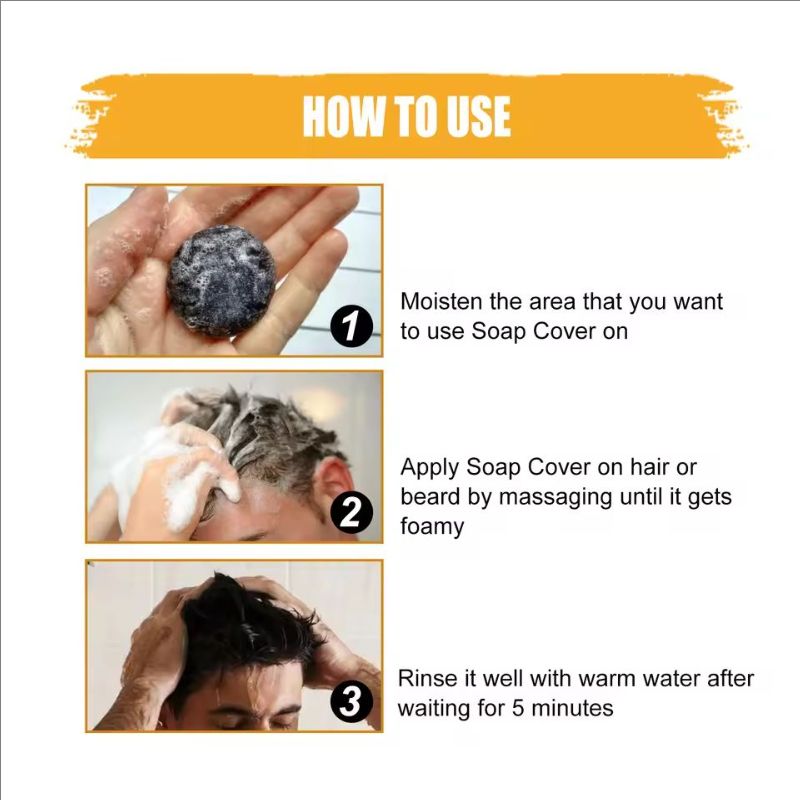 Hair Darkening Shampoo Bar Remove Gray Hair Coverage White to Black Deep Cleansing Scalp Nourishing Dye Hair Color Shampoo Soap
