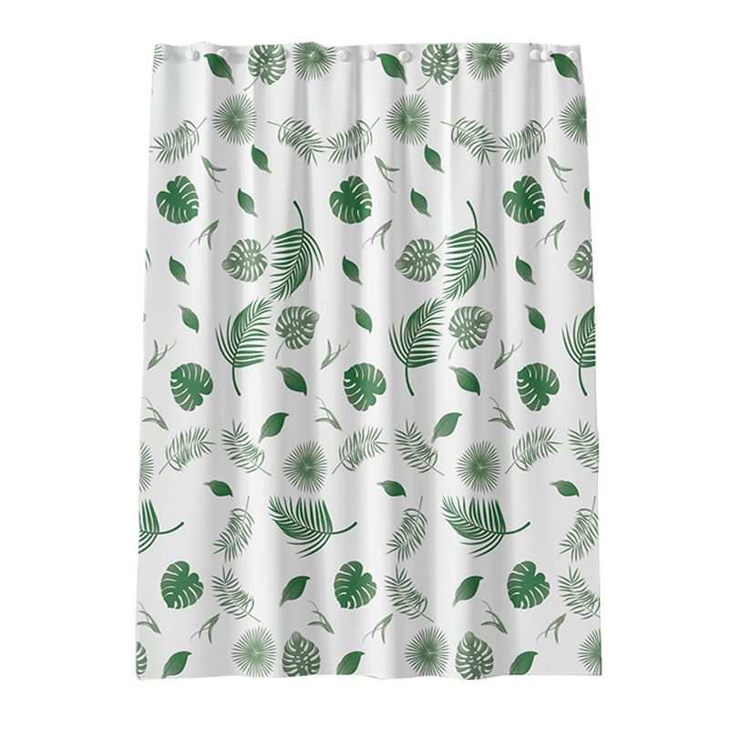 Watercolor Floral Shower Curtain, Botanical Green Leaves Shower Curtain for Bathroom, Modern Minimalist Waterproof Fabric Shower Curtain Set with Hooks