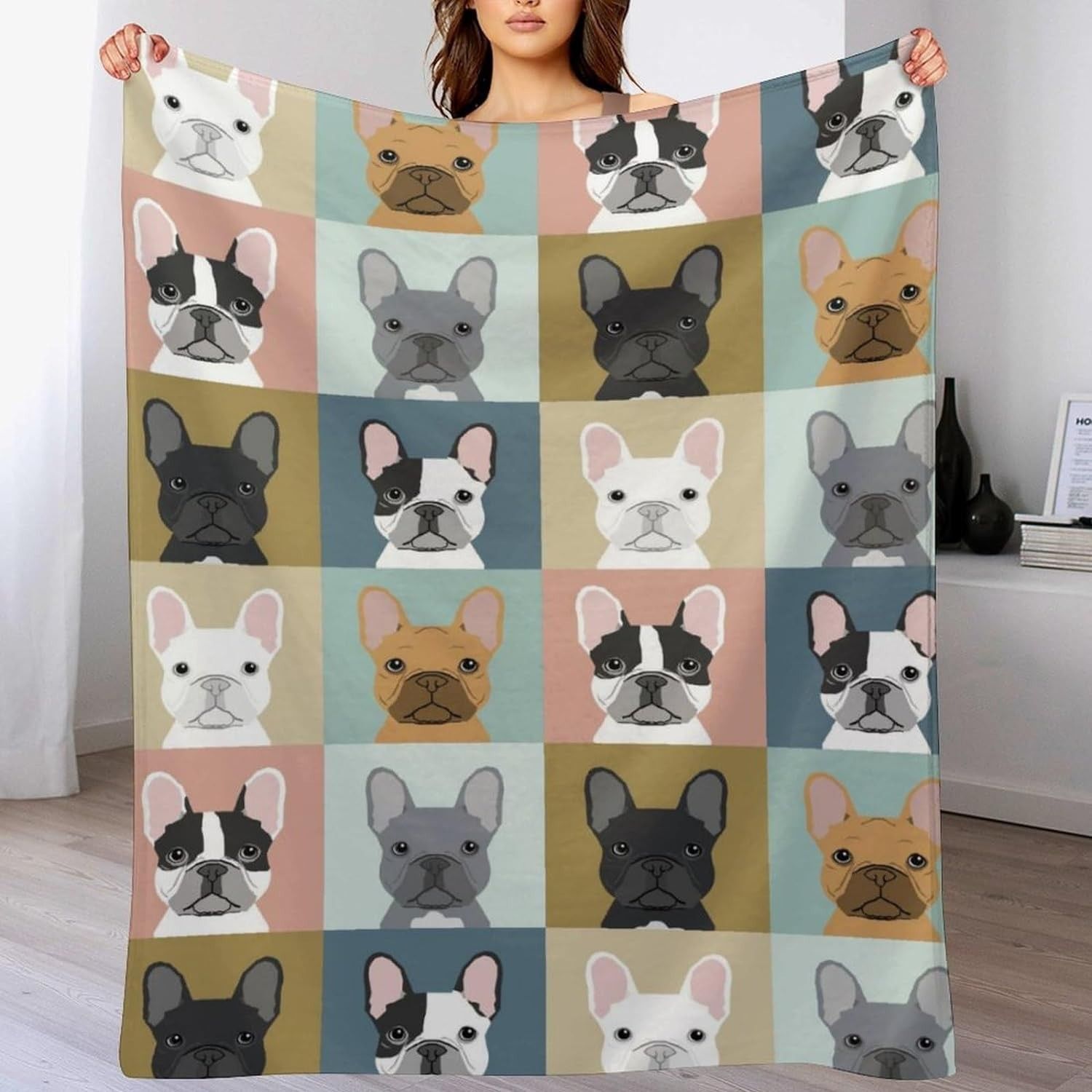 French Bulldog Throw Blanket for Boys and Girls Summer Bedding Sofa Nap Snugie Blanket,Animal Print Gift for Bulldog Enthusiasts, Suitable for Children and Adults to Cover Carpet