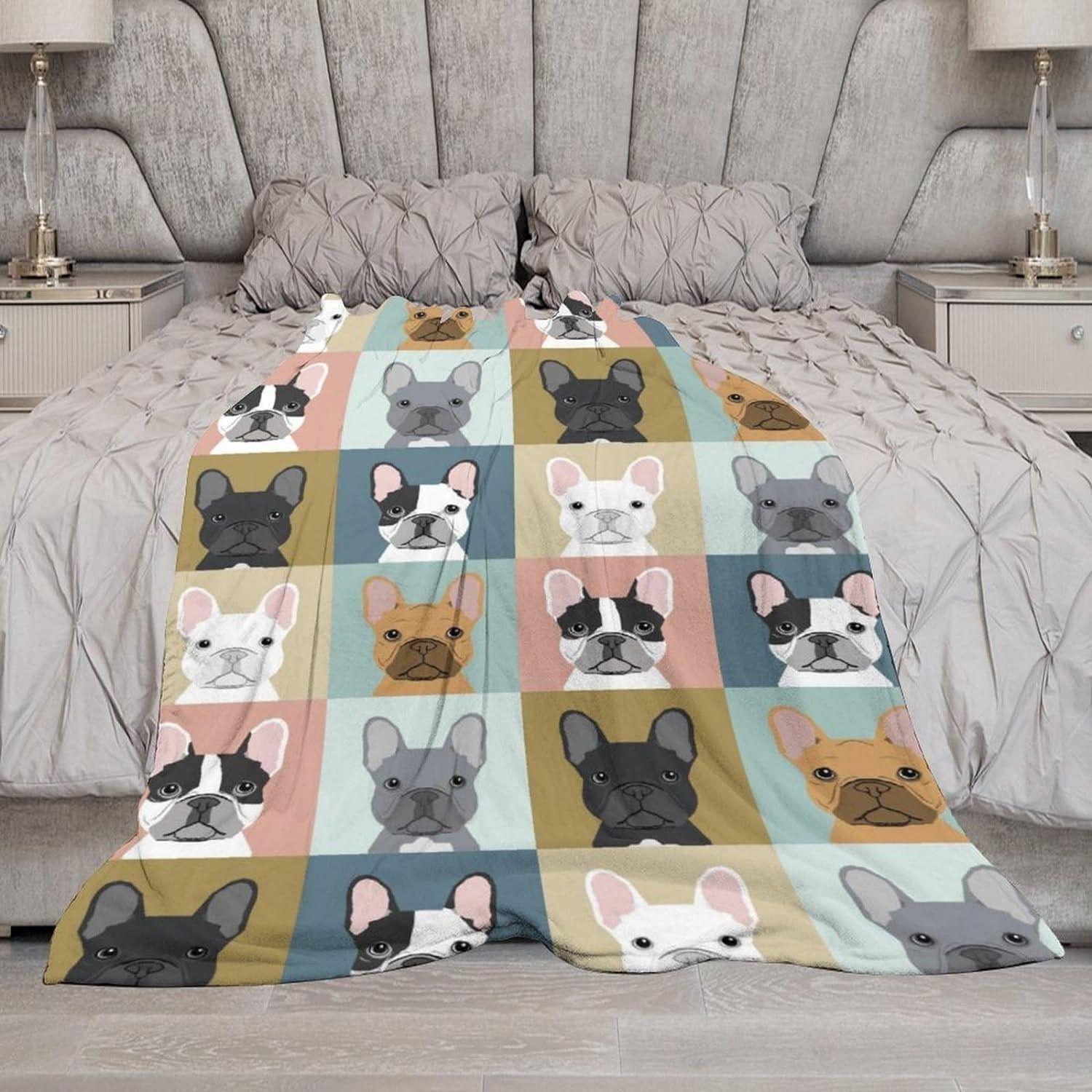 French Bulldog Throw Blanket for Boys and Girls Summer Bedding Sofa Nap Snugie Blanket,Animal Print Gift for Bulldog Enthusiasts, Suitable for Children and Adults to Cover Carpet