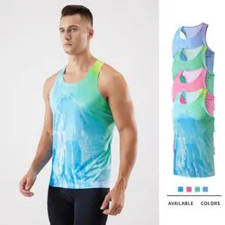 Quick Drying Sport T-shirt Man Fashion Sleeveless Top Summer Wear Marathon Advanced Racing Tank Boys Top Clothes Fitness Tank Top Track and Field Training Clothing Breathable  Top