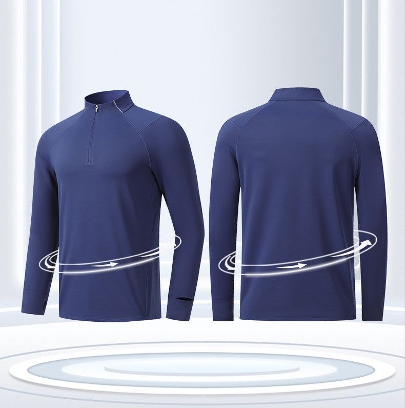 T-shirt for Man and Woman Quick Drying Moisture Absorbing Training Fitness Clothing, Half Zipper Sports Running Long Sleeve