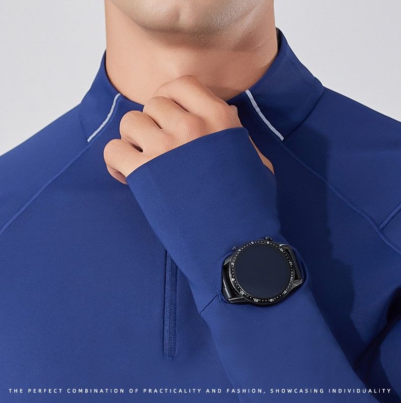 T-shirt for Man and Woman Quick Drying Moisture Absorbing Training Fitness Clothing, Half Zipper Sports Running Long Sleeve