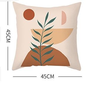 Morandi Style Printed Square Throw Pillow Cover 45cmx45cm Peach Fleece Fabric Home Living Room Bedroom Decorative Pillowcase Cushion for Sofa Chair Car