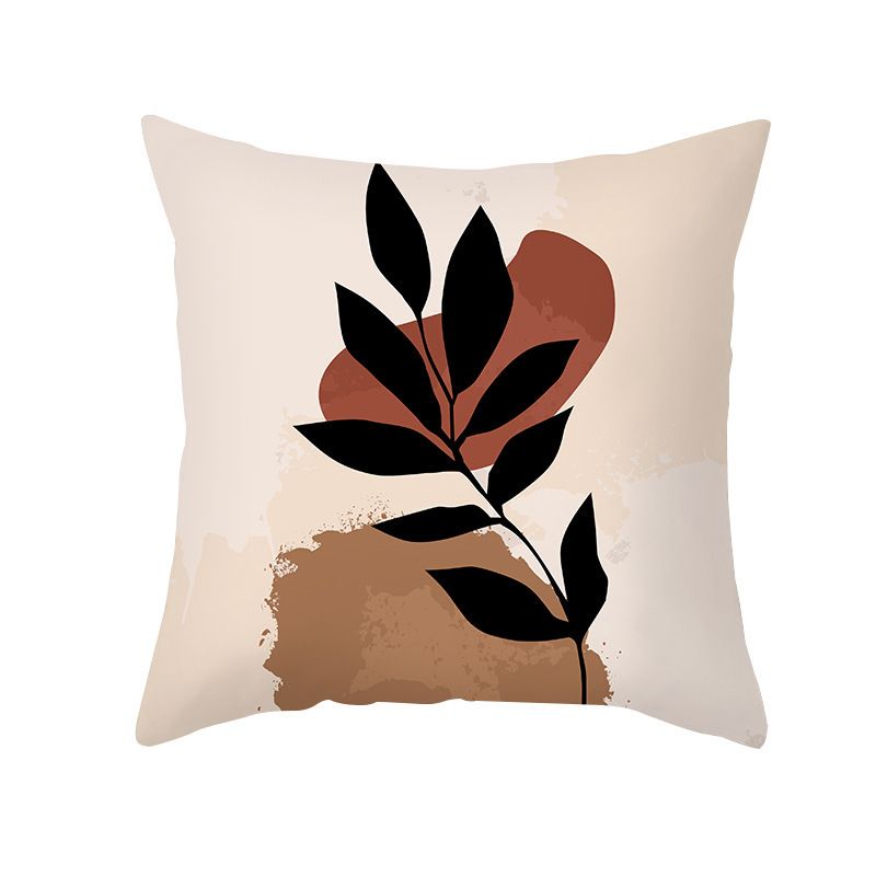 Morandi Style Printed Square Throw Pillow Cover 45cmx45cm Peach Fleece Fabric Home Living Room Bedroom Decorative Pillowcase Cushion for Sofa Chair Car
