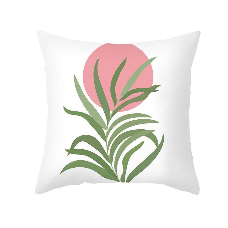 Morandi Style Printed Square Throw Pillow Cover 45cmx45cm Peach Fleece Fabric Home Living Room Bedroom Decorative Pillowcase Cushion for Sofa Chair Car