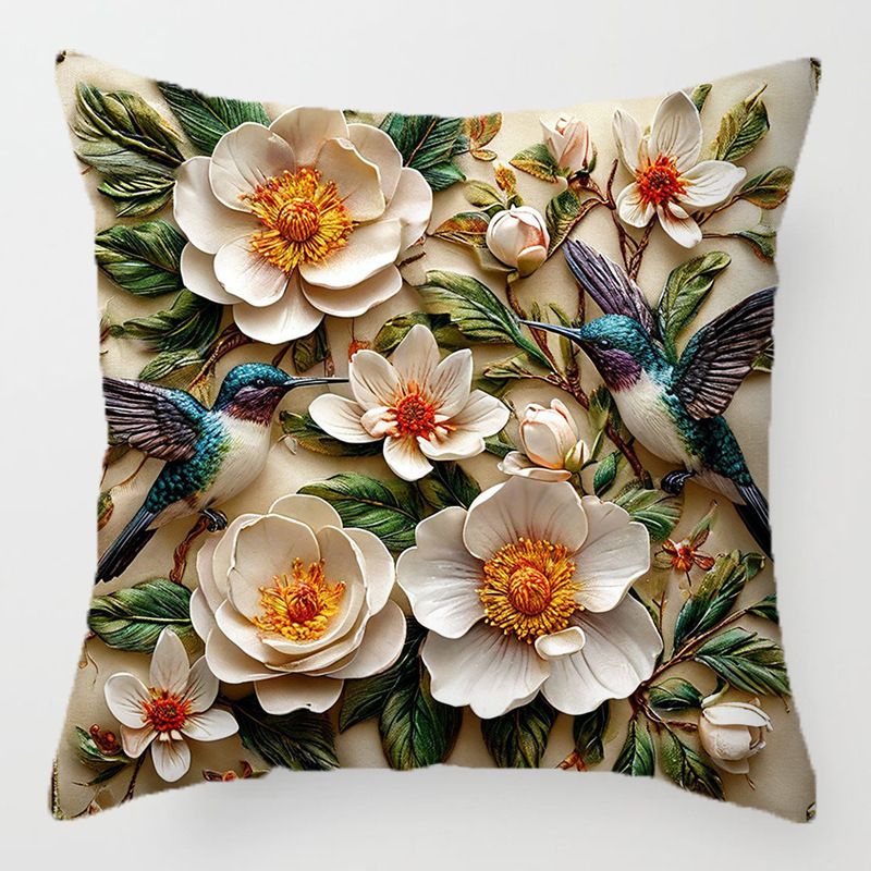 New Flower Square Pillowcase Throw Pillow Cover Printed 3D Fake Embroidery Floral Cushion Cover Sofa Chair Car Bed Home Decor