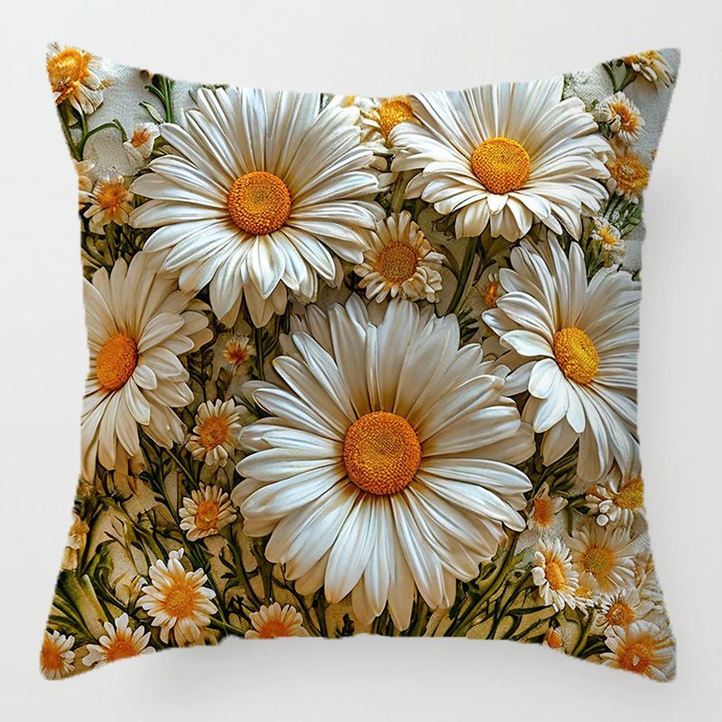 New Flower Square Pillowcase Throw Pillow Cover Printed 3D Fake Embroidery Floral Cushion Cover Sofa Chair Car Bed Home Decor