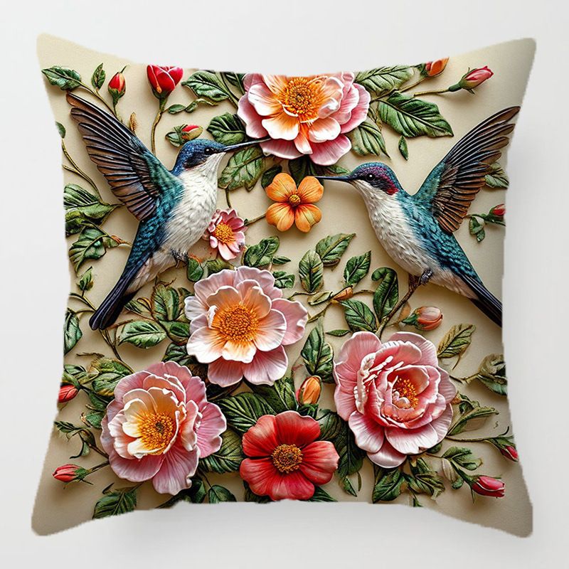 New Flower Square Pillowcase Throw Pillow Cover Printed 3D Fake Embroidery Floral Cushion Cover Sofa Chair Car Bed Home Decor