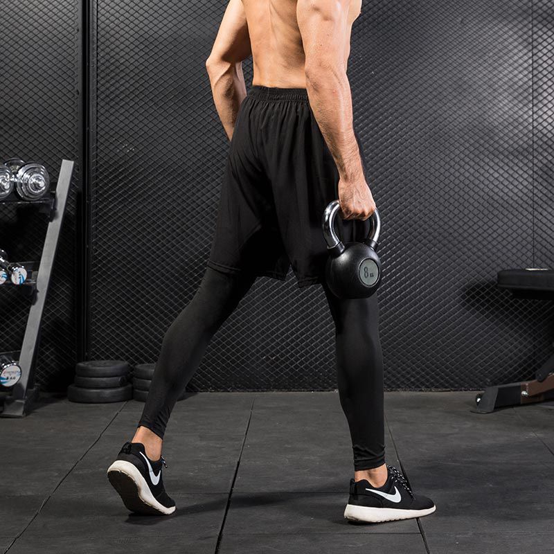 Sport Pant Man Running Trousers Like 2 Pieces Sportwear Quick Drying Short Tights Fake Two-piece Sportwear Sweat Wicking Gym Wear Breathable Lightweight Fitness Running Training Casual Elastic Clothes