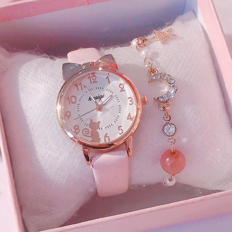 Children's Watch Waterproof and Drop proof Girl Primary and Secondary School Korean Version Cute Girl Pointer Cartoon Quartz Watch