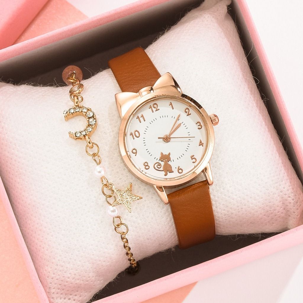 Children's Watch Waterproof and Drop proof Girl Primary and Secondary School Korean Version Cute Girl Pointer Cartoon Quartz Watch