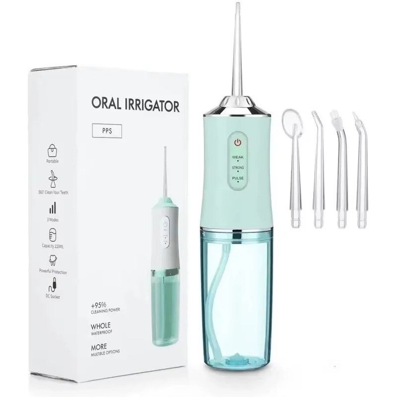 Portable smart electric oral irrigator water flosser 4 jets 3 modes rechargeable dental water jet irrigator dental teeth cleaner