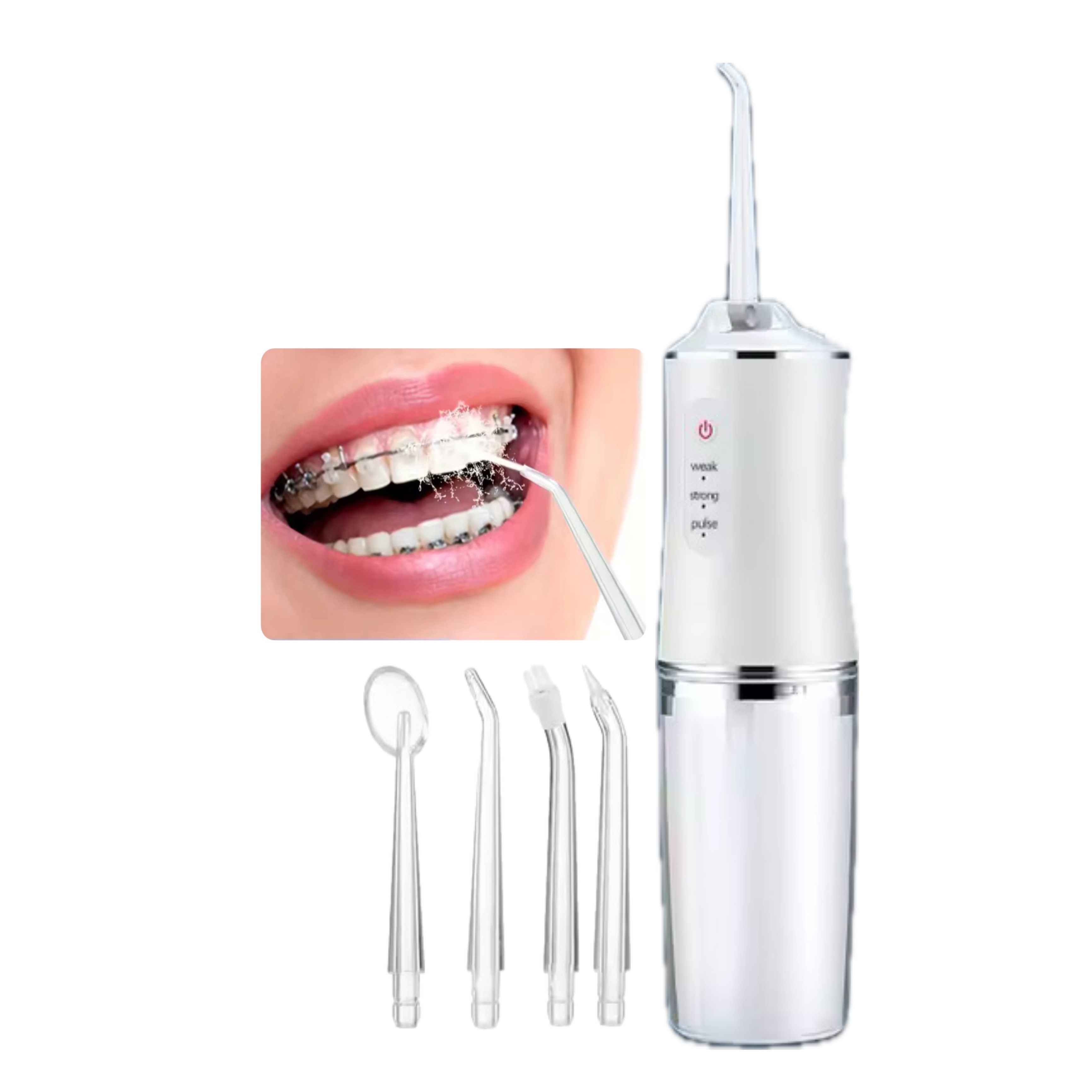 Portable smart electric oral irrigator water flosser 4 jets 3 modes rechargeable dental water jet irrigator dental teeth cleaner