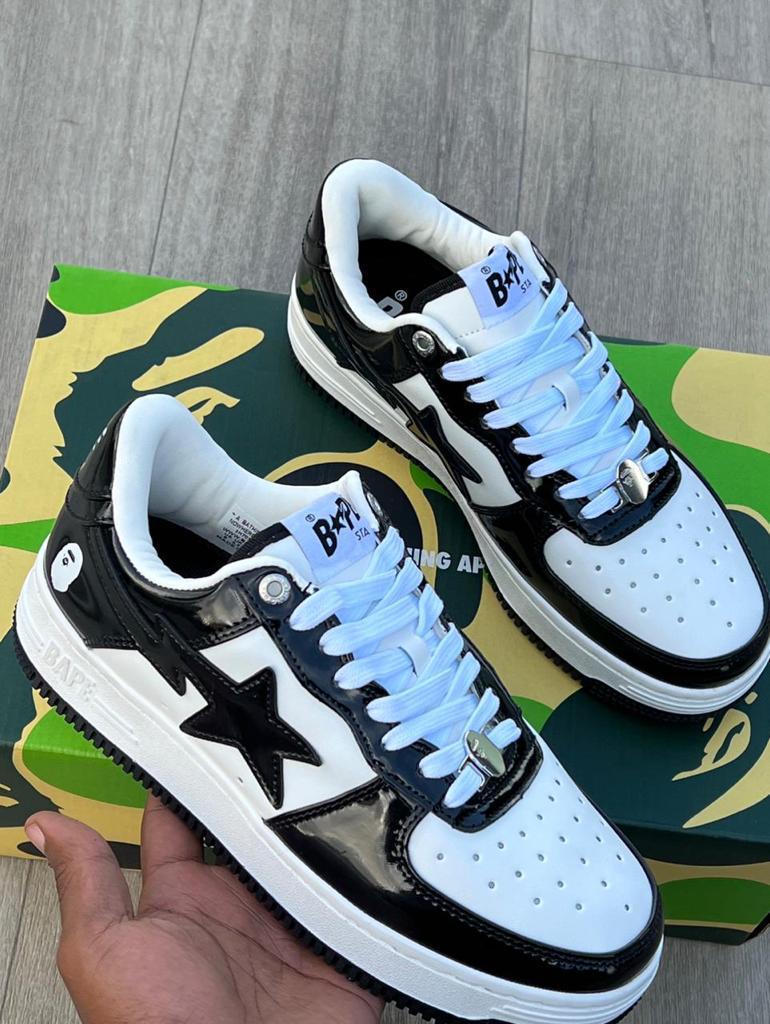 Christmas Bapesta Airforce 1 Black/White Unisex women and Men's Shoes Sneakers