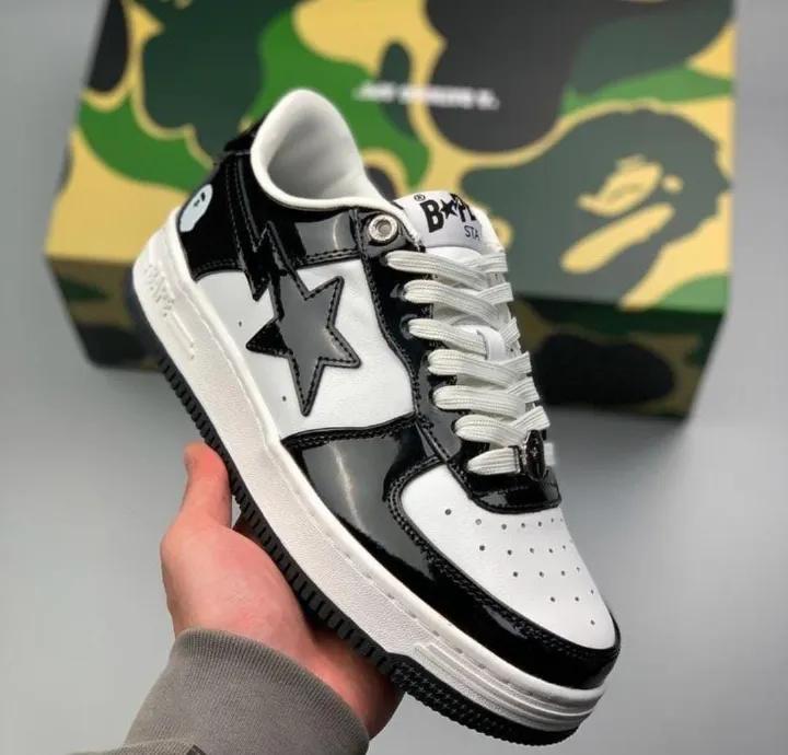Cool Bapesta Airforce 1 Black/White Unisex women and Men's Women's Shoes Sneakers